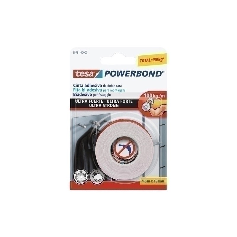 55791-00002-01-CINTA DOBLE CARA TESA 1.5x19 ULTRA FUERT precio por 12 unidades
