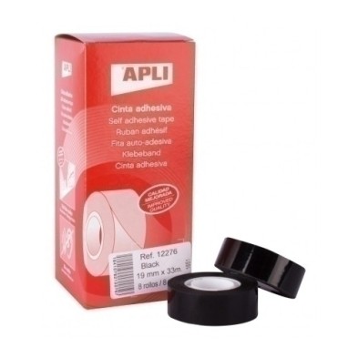 12276-CINTA ADHESIVA APLI NEGRA 33x19 precio por 8 unidades