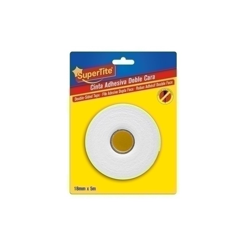2465-CINTA DOBLE CARA SUPERTITE 5mx18mm precio por 12 unidades