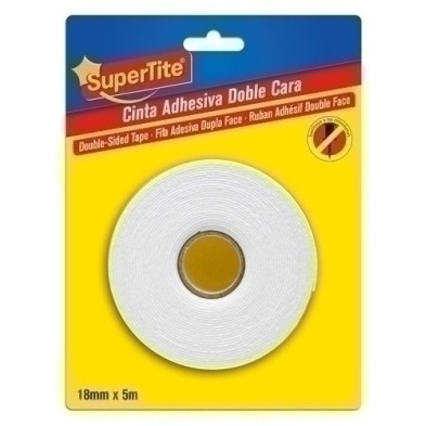 2465-CINTA DOBLE CARA SUPERTITE 5mx18mm precio por 12 unidades