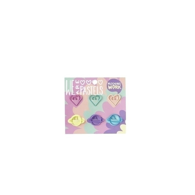2102010406-CLIP COLOR MOOVING PASTEL FORMAS 6 PZAS. precio por 1 unidades
