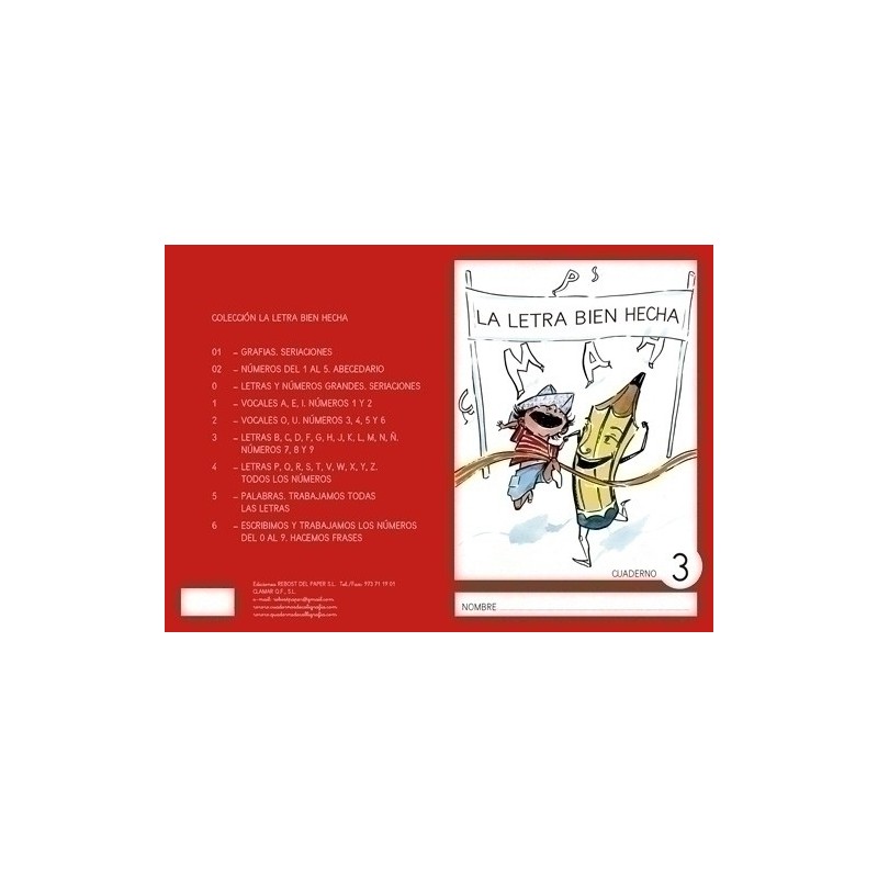 MAY.Nº3-CUADERNO REBOST (CAS) LETRA MAYUSCUL.3 precio por 5 unidades