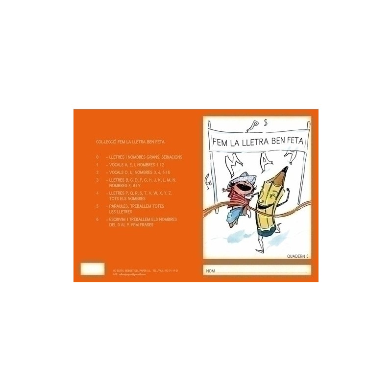 MAY.Nº5-CAT-CUADERNO REBOST (CAT) LLETRA MAJUSCUL.5 precio por 5 unidades