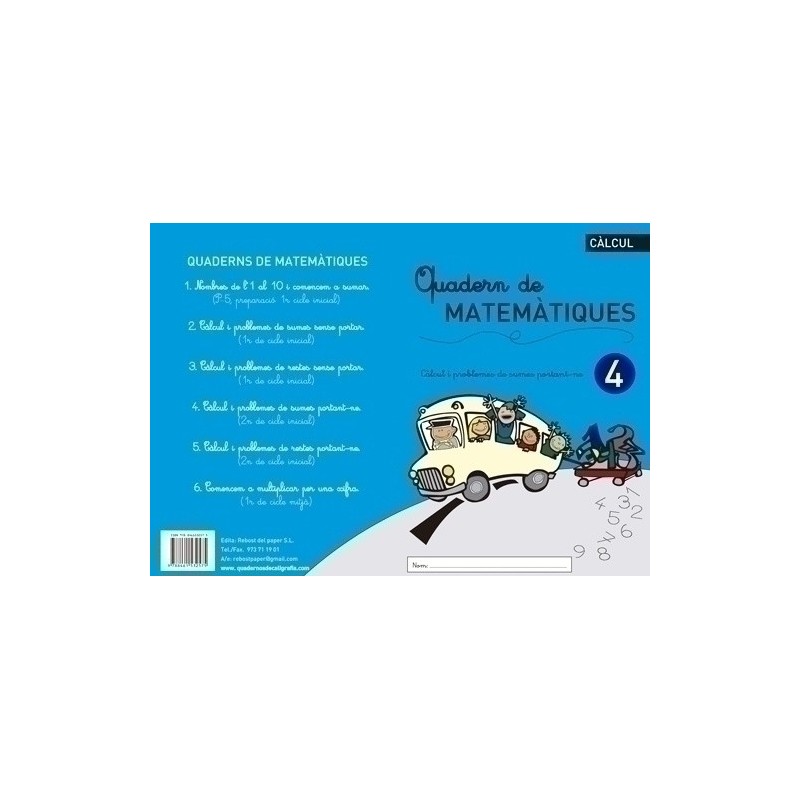 MAT.Nº4-CAT-CUADERNO REBOST (CAT) MATEMATIQUES 4 precio por 5 unidades