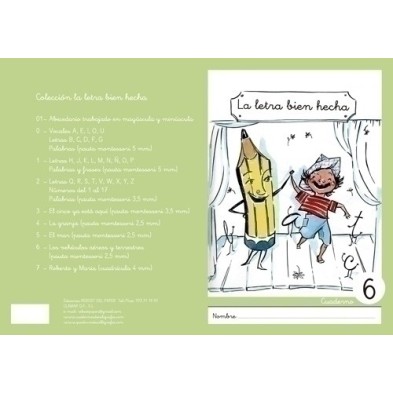 MIN.Nº6-CUADERNO REBOST (CAS) LETRA MINUSCUL.6 precio por 5 unidades