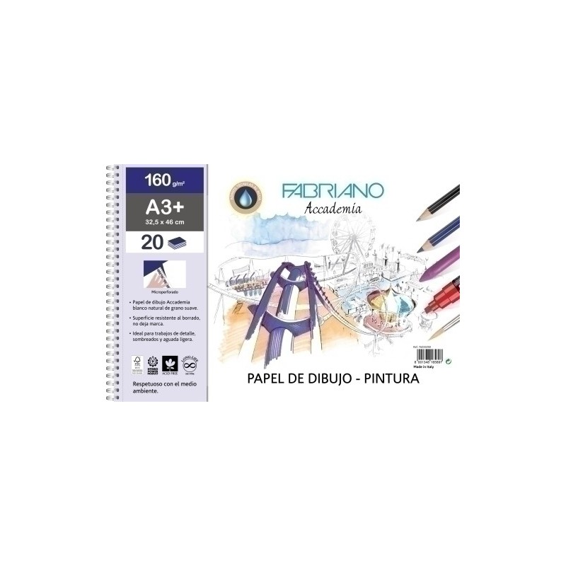 F76233250-BLOC DIBUJO FABRIANO C/ESP. A3+ 160g precio por 1 unidades