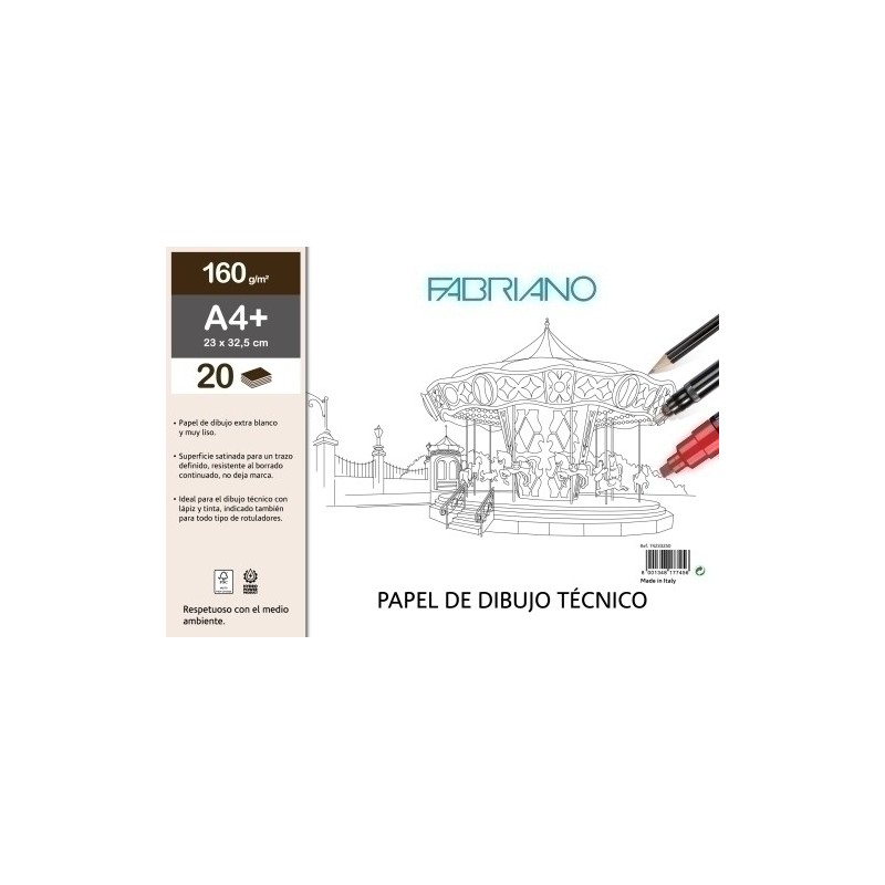 F74233250-BLOC DIBUJO FABRIANO LINEAL ENC. A4+ 160 precio por 1 unidades
