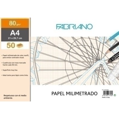 F74233280-BLOC DIBUJO FABRIANO MILIMETRADO A4 80g precio por 1 unidades
