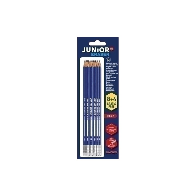 JU000011-LAPIZ ALPINO JUNIOR con GOMA - HB bl.8+4 precio por 1 unidades