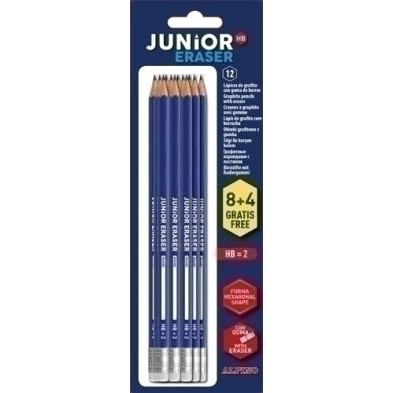 JU000011-LAPIZ ALPINO JUNIOR con GOMA - HB bl.8+4 precio por 1 unidades
