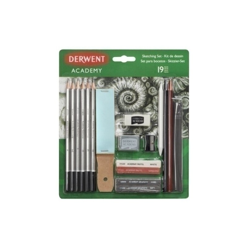 2300365-LAPICES DERWENT ACAD.KIT BOCETOS 19 PZ precio por 1 unidades