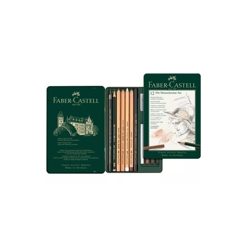 112975-LAPIZ FABER PITT MONOCHROME est.METAL 12 precio por 1 unidades