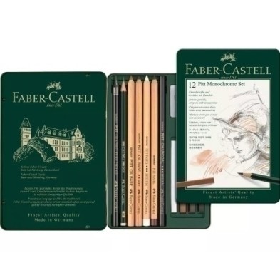 112975-LAPIZ FABER PITT MONOCHROME est.METAL 12 precio por 1 unidades