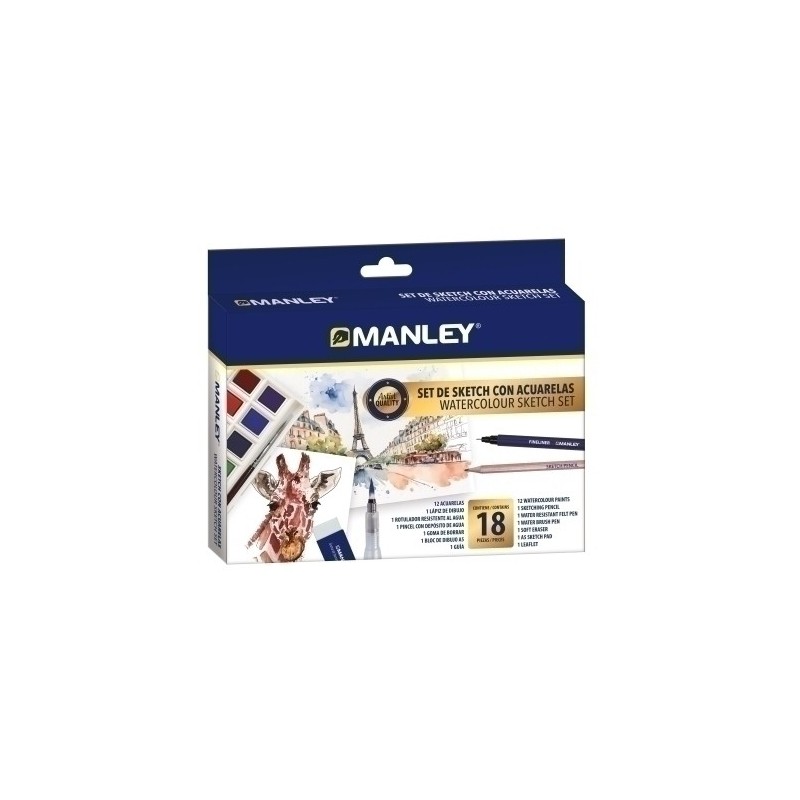 MAQ00100-ACUARELAS MANLEY SKETCH SET de 18 precio por 8 unidades