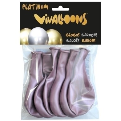 26326-GLOBO PLATINUM ROSA BOLSA DE 6 precio por 1 unidades