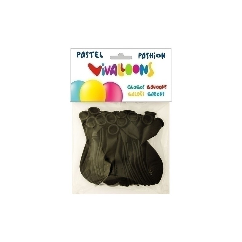 26021-GLOBO FASHION PASTEL NEGRO BOLSA 20 precio por 1 unidades