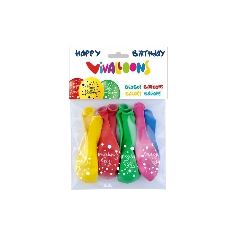 26031-GLOBO FELIZ CUMPLEAÑOS BOLSA DE 8 precio por 1 unidades