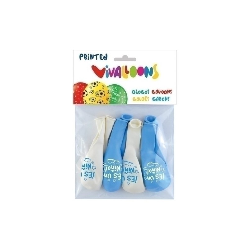 26101-GLOBO AZULES ES UN NIÑO BOLSA DE 8 precio por 1 unidades