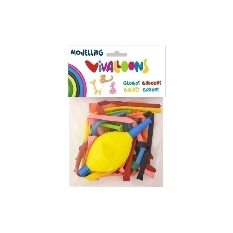 26069-GLOBOS MOLDEABLES + INFLADOR B.10 precio por 1 unidades