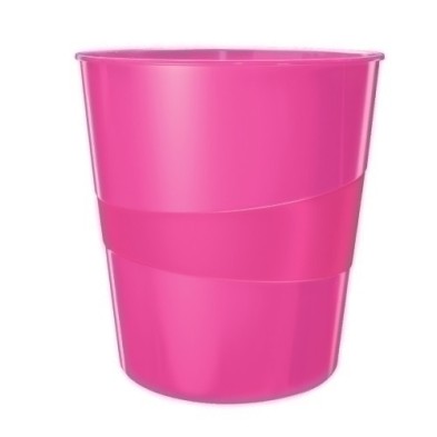 52781023-PAPELERA PLASTICO LEITZ WOW 15L FUCSIA precio por 1 unidades
