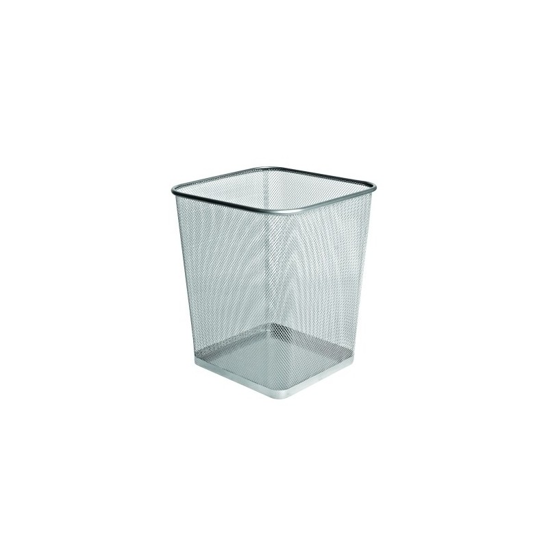 91329-PAPELERA FOROFIS METAL CUADRADA PLATA precio por 1 unidades
