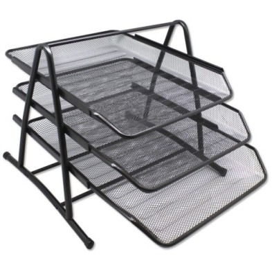 324514-BANDEJA SOBREMESA MALLA NEGRA SET 3 precio por 1 unidades