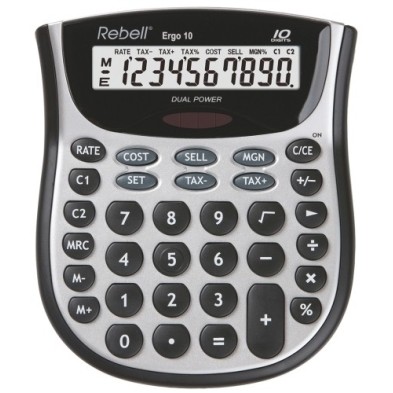 RE-Ergo 10-CALCULADORA SOBR.REBELL 10 DIG. ERGO 10 precio por 1 unidades