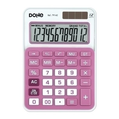 79142-CALCULADORA MESA DOHE 12 DIG. ROSA precio por 1 unidades