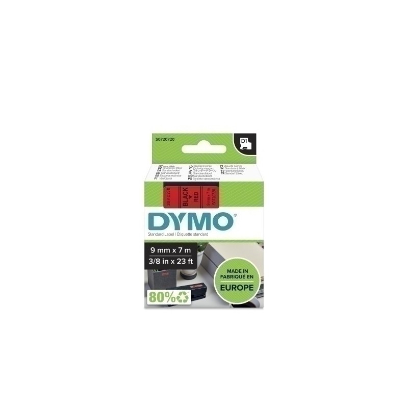 S0720720-CINTA ROT.DYMO LM D1 7m  9 NEGR.s/ROJO precio por 1 unidades