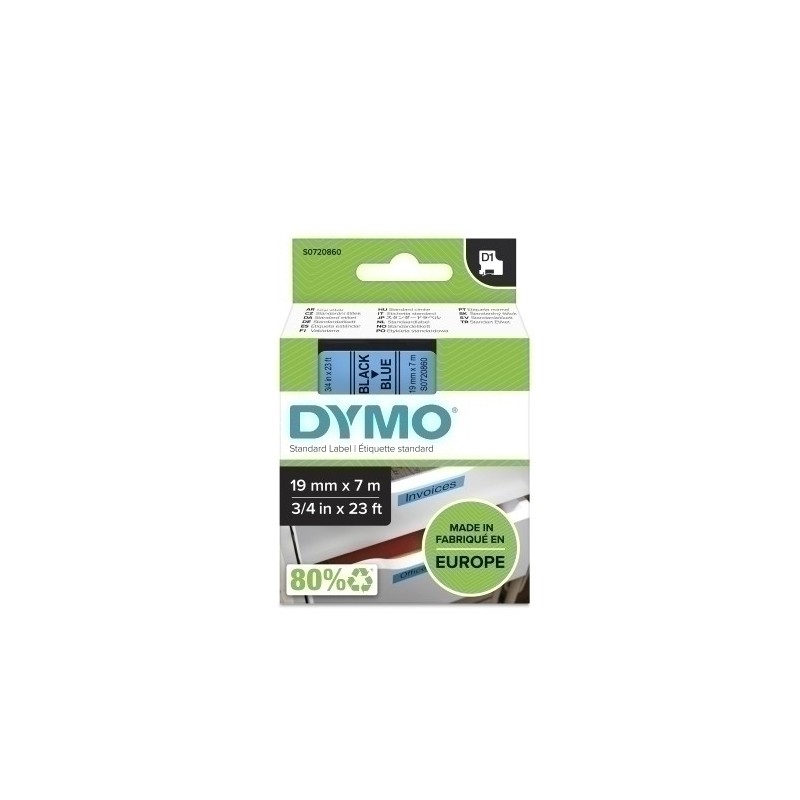 S0720860-CINTA ROT.DYMO LM D1 7m 19 NEGR.s/AZUL precio por 1 unidades