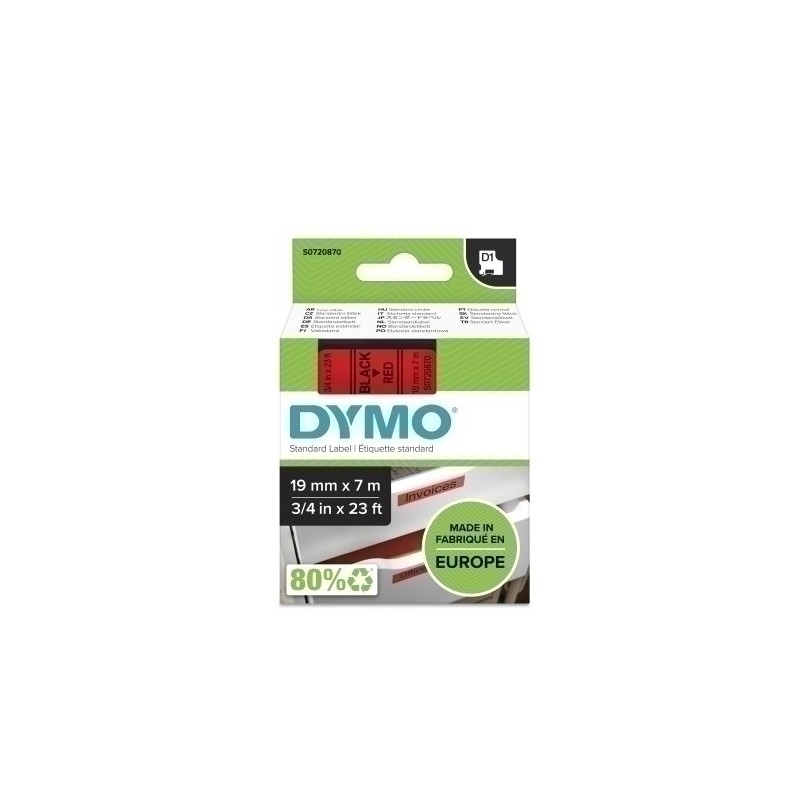 S0720870-CINTA ROT.DYMO LM D1 7m 19 NEGR.s/ROJO precio por 1 unidades