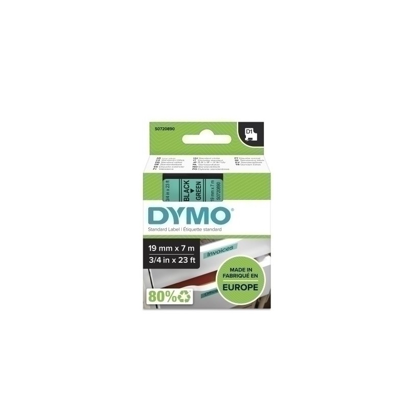 S0720890-CINTA ROT.DYMO LM D1 7m 19 NEGR.s/VERDE precio por 1 unidades