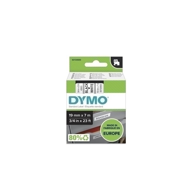 S0720830-CINTA ROT.DYMO LM D1 7m 19 NEGR.s/BLANC precio por 1 unidades