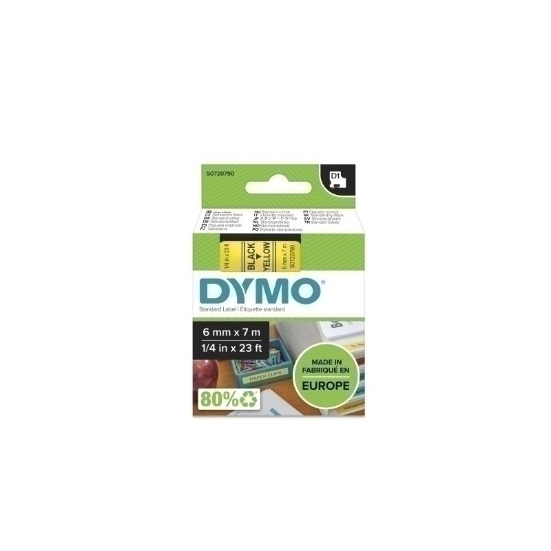 S0720790-CINTA ROT.DYMO LM D1 7m  6 NEGR.s/AMAR. precio por 1 unidades