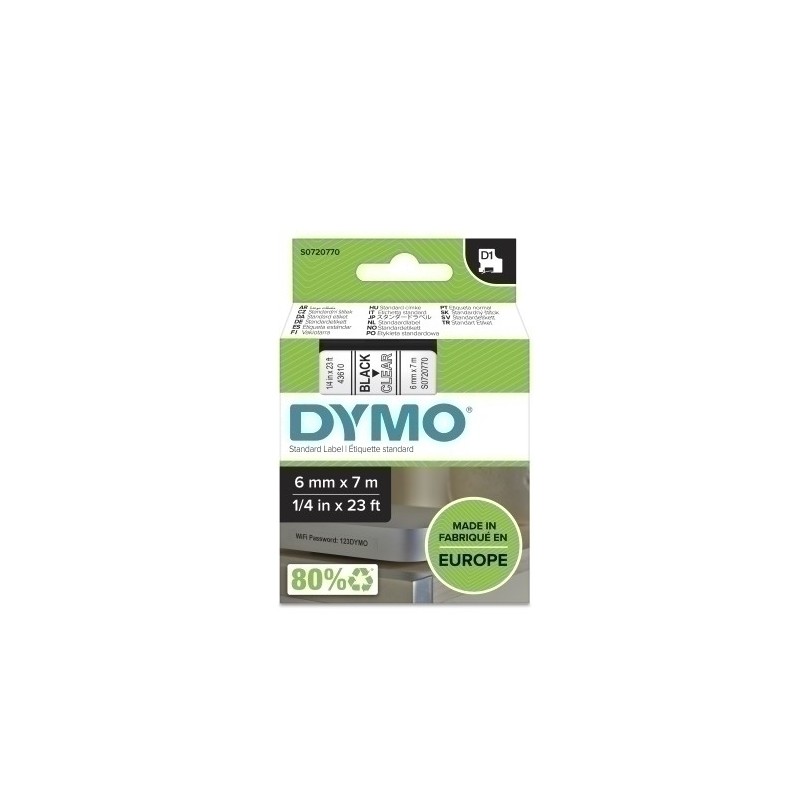 S0720770-CINTA ROT.DYMO LM D1 7m  6 NEGR.s/TRANSP precio por 1 unidades