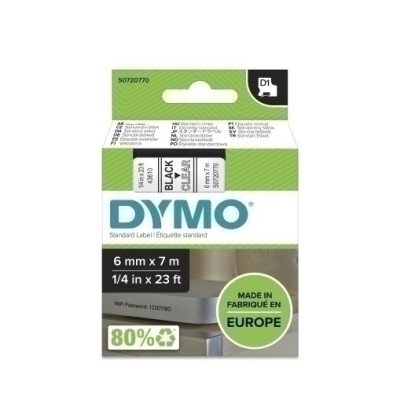 S0720770-CINTA ROT.DYMO LM D1 7m  6 NEGR.s/TRANSP precio por 1 unidades