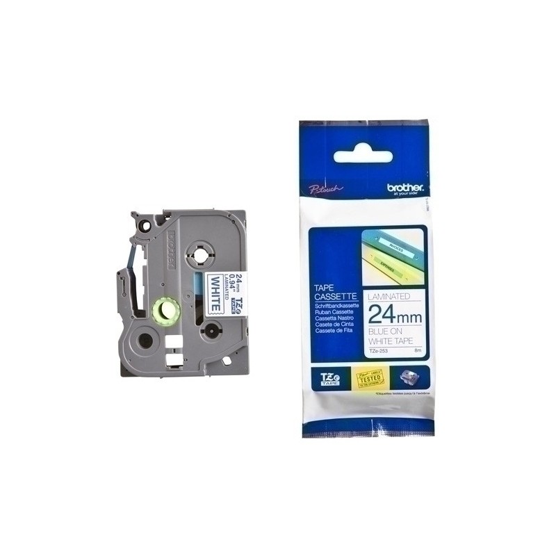 TZE-253-CINTA ROT.BROTHER LAM.8m 24 AZUL s/BLANC precio por 1 unidades