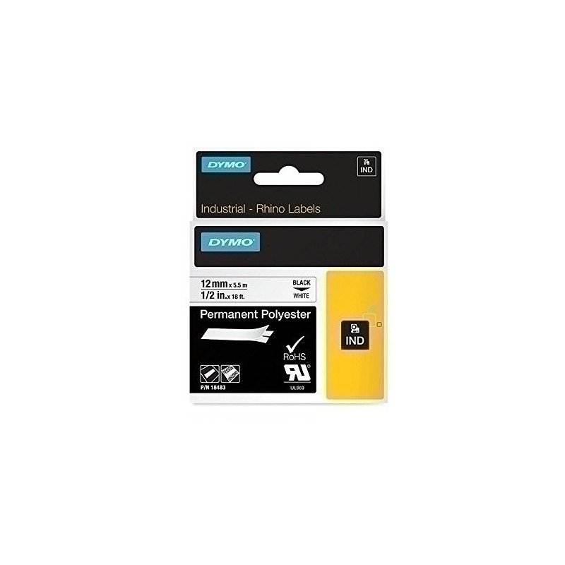 18483-CINTA ROT.DYMO RHINO POLYESTER 12 BLANCO precio por 5 unidades