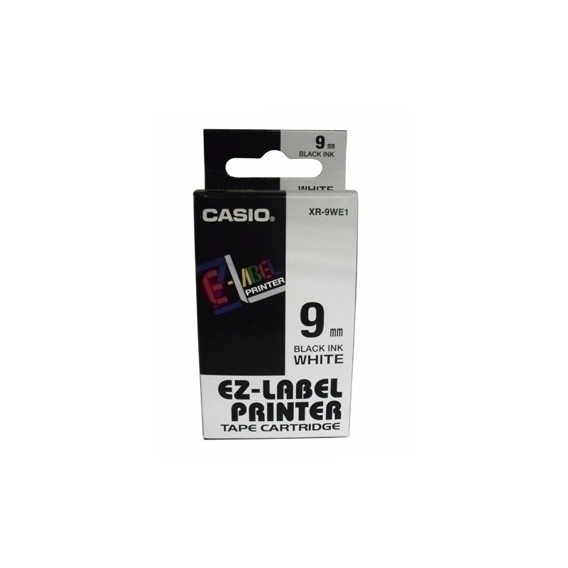 XR-9WE1-CINTA ROT.CASIO 8m  9 NEGRO s/BLANCO precio por 1 unidades
