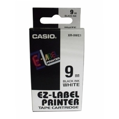 XR-9WE1-CINTA ROT.CASIO 8m  9 NEGRO s/BLANCO precio por 1 unidades