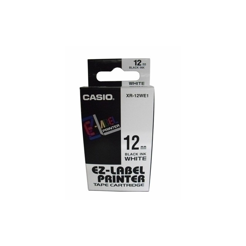 XR-12WE1-CINTA ROT.CASIO 8m 12 NEGRO s/BLANCO precio por 1 unidades
