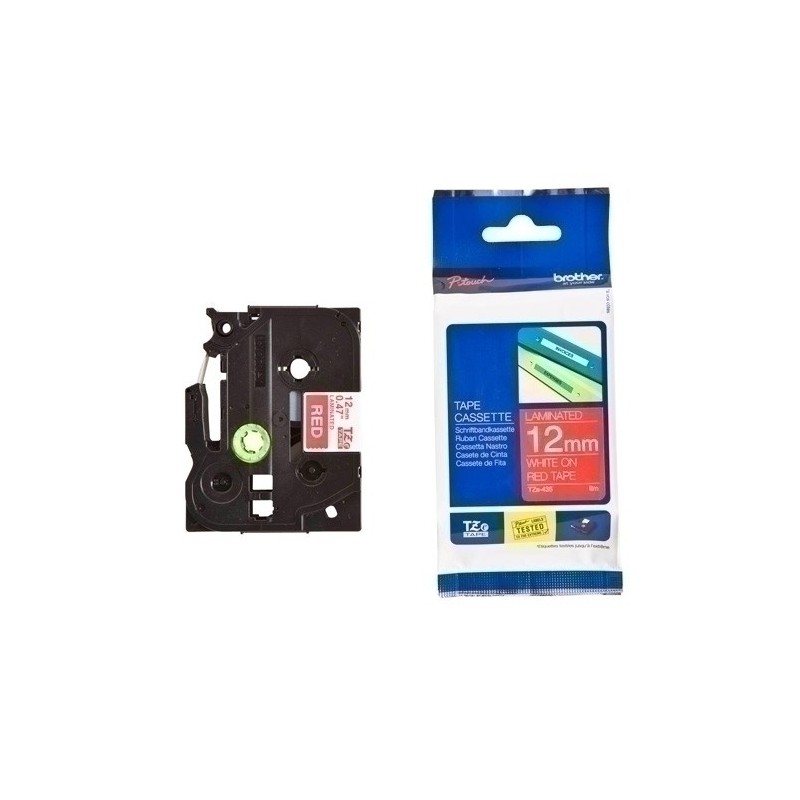 TZE-435-CINTA ROT.BROTHER LAM.8m 12 BLAN.s/ROJO precio por 1 unidades