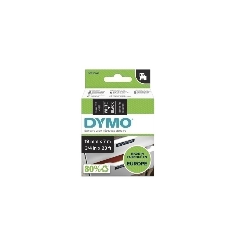 S0720910-CINTA ROT.DYMO LM D1 7m 19 BLANC.s/NEGRO precio por 1 unidades