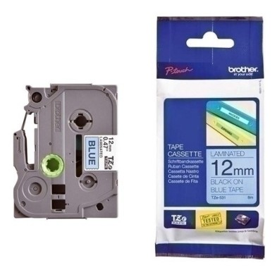 TZE-531-CINTA ROT.BROTHER LAM.8m 12 NEG.s/AZUL precio por 1 unidades