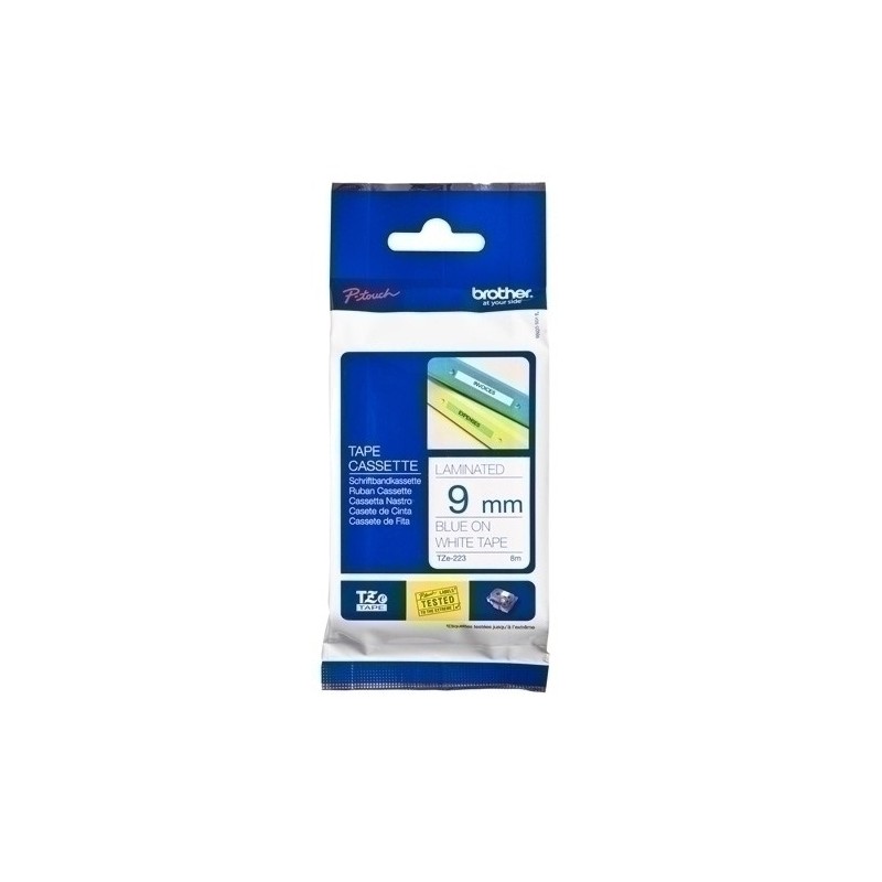 TZE-223-CINTA ROT.BROTHER LAM.8m  9 AZUL s/BLANC precio por 1 unidades
