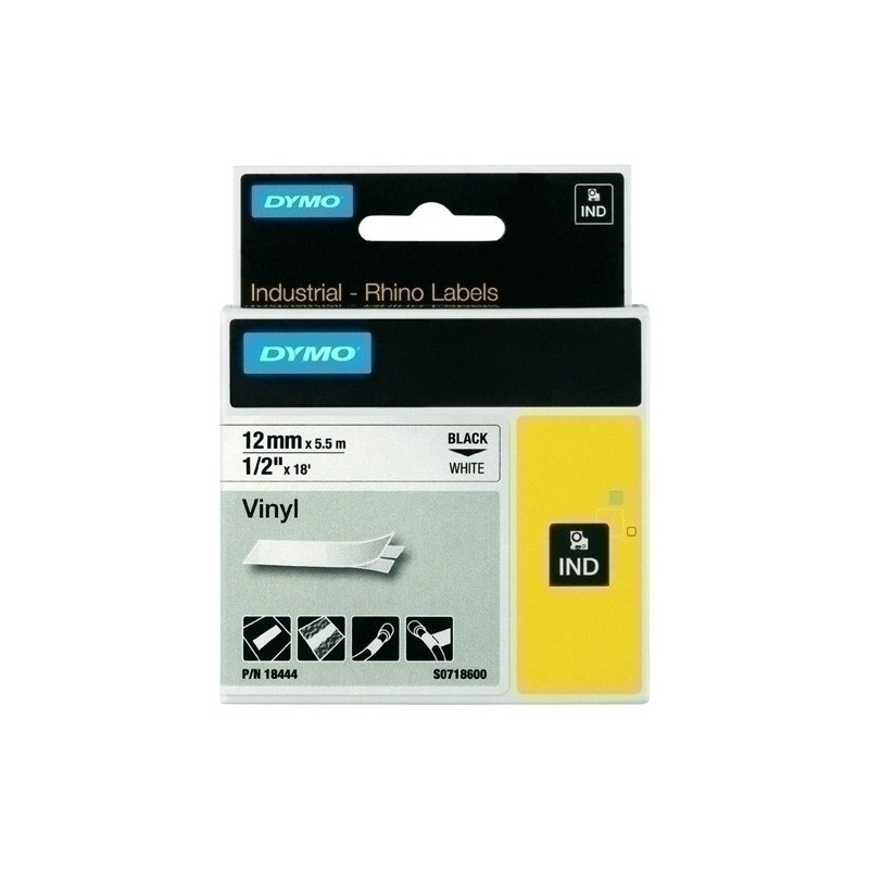 18444-CINTA ROT.DYMO RHINO VINILO 12 BLANCO precio por 1 unidades