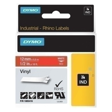 1805416-CINTA ROT.DYMO RHINO VINILO 12 ROJO precio por 1 unidades