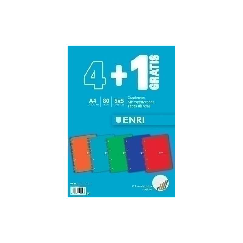 400058201-BLOCK ENRI BLANDA A4 80h CD.5 PK.4+1 precio por 1 unidades