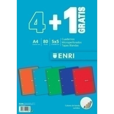 400058201-BLOCK ENRI BLANDA A4 80h CD.5 PK.4+1 precio por 1 unidades