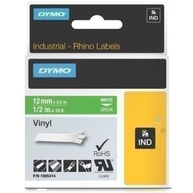 1805414-CINTA ROT.DYMO RHINO VINILO 12 VERDE precio por 5 unidades